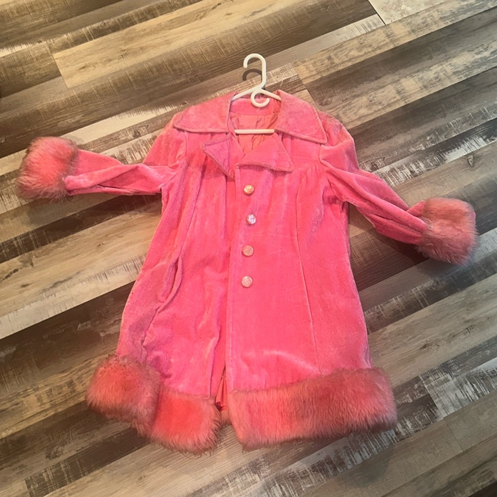 Vintage velvet, pink and fur jacket